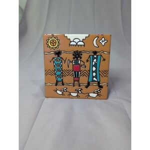 VTG Italian Ceramic Tile  Handcrafted Southwest‎ Style 6" Made in Italy